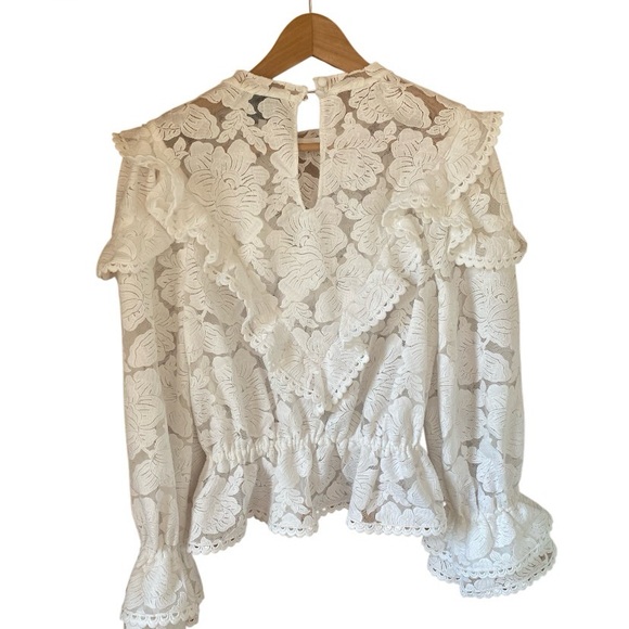 NWOT THE COLLECTION BY REFORMATION Carlisle Lace Top - Ivory/white size 4 - Picture 5 of 14